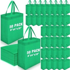 50 Pcs Reusable Tote Bag Bulk 8 x 4 x 10 Inch Non Woven Shopping Bag with Han…