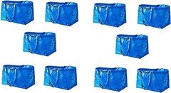 IKEA 10 X LARGE BLUE BAGS Shopping Bag Laundry Storage Travel Tote FRAKTA