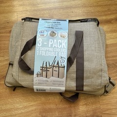 RareCostco Sustainable Jute Cooler Bag 3Pc Set Large Small Pocket Bag New