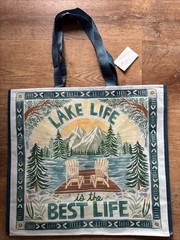 RUSTIC/LODGE Large Reusable Shopping Gift Bag~LAKE LIFE IS THE BEST LIFE EcoTote