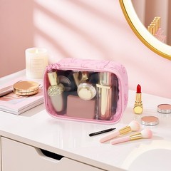 Estedro Clear Makeup Bag Cute Travel Pink Bow Cosmetic for Women