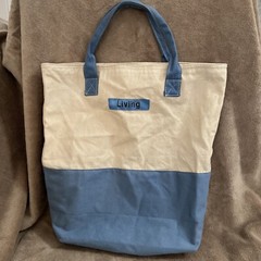 Martha Stewart Living Tote Bag Blue/Cream Canvas Reusable Shopping Eco Friendly