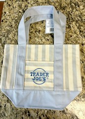 Trader Joe’s Striped Mini Canvas Tote Bag Blue/White Cotton Polyester