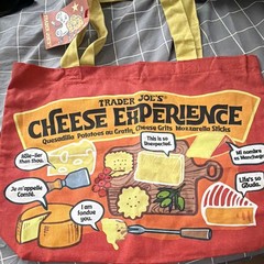 Trader Joe’s Cheese Experience Reusable Tote Medium Red/Yellow 14x6x14