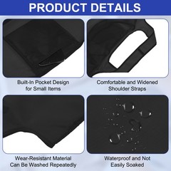 Reusable Grocery Bags, 1Pcs Washable Shopping Totes with Handles (Black)
