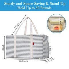 2 Pack Extra Large Utility Tote Bag with Metal Wire Frame and the Sides Rinfo…
