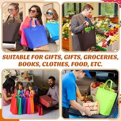 100 PCS Reusable Grocery Bags Bulk Shopping Tote Handle Non Woven Gift Button