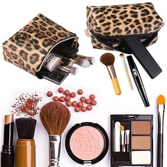 FITINI Leopard Makeup Bag 3 Pack Travel Toiletry Portable Brown Leopards