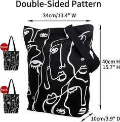 Canvas Tote Bag for Women, Aesthetic Tote Bag with Zipper Poet