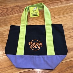 Trader Joe’s Canvas Tote Bag Black Green Purple Cotton Polyester 81415