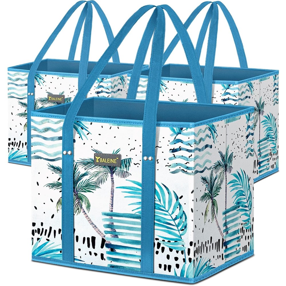Reusable Grocery Bags 3 Pack Island Breeze Foldable Shopping Tote Reinforced