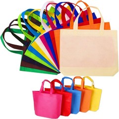 12 pack reusable multi-color 13″ non-woven tote gift bags