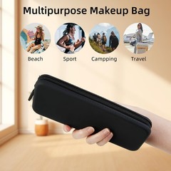 AIBFRID 2PCS Silicone Makeup Brush Bag Travel Zipper Black White