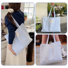 solid color, cotton striped reusable grocery handbag, large size, suitable fo…