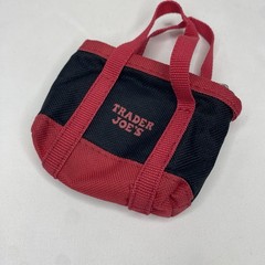 SMALL 🔥TRADER JOE’S Red & Black Micro Tote Shopping Mini Grocery Bags Coin Bag