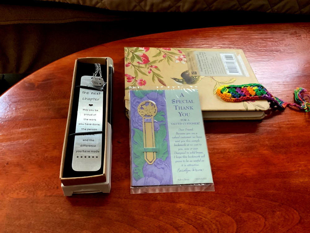 4 Pcs retiring teacher gifts/3 unique book marks/1 fancy notebook
