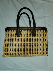 Morocco Straw Tote Bag French Market Leather Handle Shopping Basket 15 X 10 X 6
