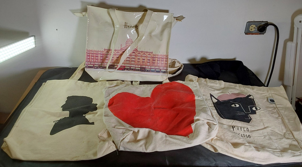 Bundle of 4 Big Tote Bags-3 Canvas and 1 Vinyl
