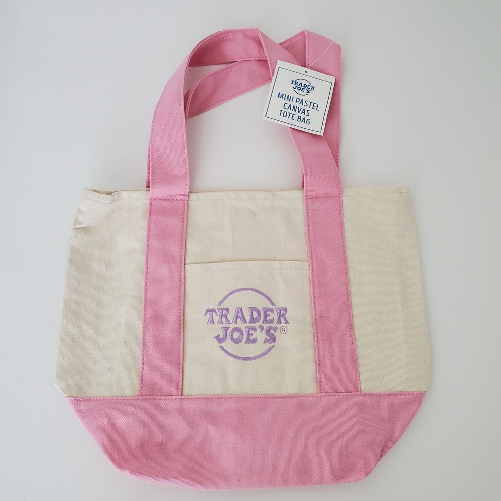 Trader Joe’s Mini Pastel Tote Bag Pink 2026 Easter Sold Out Rare IN HAND