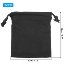 12pcs Polyester Cotton Reusable Drawstring Bags, 5×6″ Dust Bags, Black
