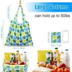 6 PCS Reusable Grocery Bags Extra Large 50 LBS Foldable Washable Nylon Tote