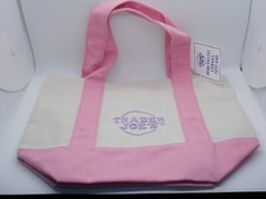 Trader Joes Mini Canvas Tote in Pink NEW