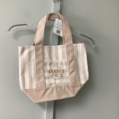 Trader Joe’s Mini Canvas STRIPE Tote Bag Tan Beige Spring 2026 New