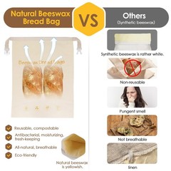 2-Pack Reusable Beeswax Bread Bags – Large 17×13 Inch for 13×17 inches, Grey