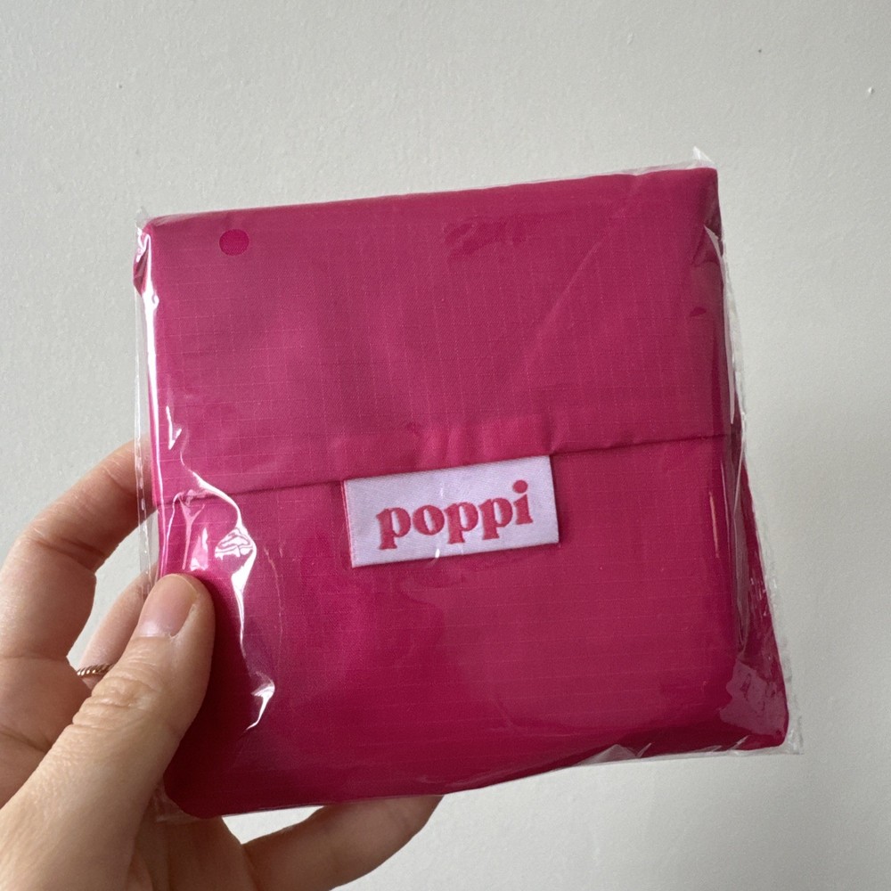 Drink Poppi Soda Reusable Hot Pink Foldable Tote Bag