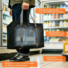 3-Pack XL-Large Insulated Grocery Bags, Collapsible Cooler Bags with Zipper, Mul