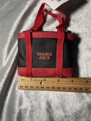 Trader Joe’s Black Micro Tote With Grocery Bag 2 In 1 Mini Ltd Edition BLK RED