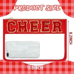 Abbylike 4 Pcs Makeup Bag Clear Letter Chenille Patch Red