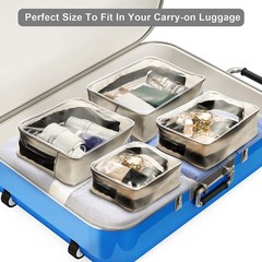 Ovenot 4 Pcs Clear Makeup Bags with Zipper, Cosmetic Bag for