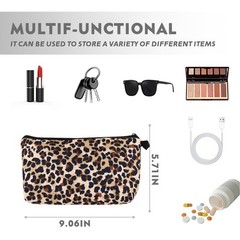 Sudaporn Leopard Print Makeup Cosmetic Bag for Women Animal Small, Yellow