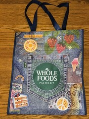 NWT Whole Foods reusable Bag Hippie Denim Embroidery Boho Large Machine Wash