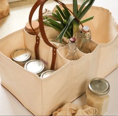 CapaBungas Large Beige Canvas Foldable Shopping Bag Organizer NEW