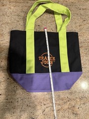 Trader Joe’s MINI Canvas Reusable Shopping Bag Black Green Purple