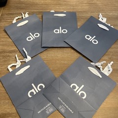 Alo Yoga Recycled Shopping Tote Bags Gray Blue Gym Lunch 10x8x4 Lot Of 5 Bags