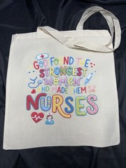 Canvas Foldable Tote Bag, Nurse Motivational Print, Beige Multicolor, Large