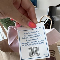 Trader Joe’s Striped Mini Canvas Tote Bag Beige/White 13x6x6 in