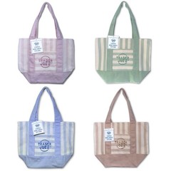 Trader Joe’s Mini Canvas Tote Bag Set Of 4 Pastel Pink Blue Green Brown Striped