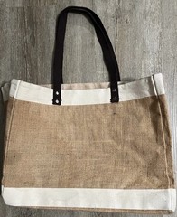 Vintage Fenton Glass Rare Reusable Shopping Bag Jute Canvas Antique Large Tote