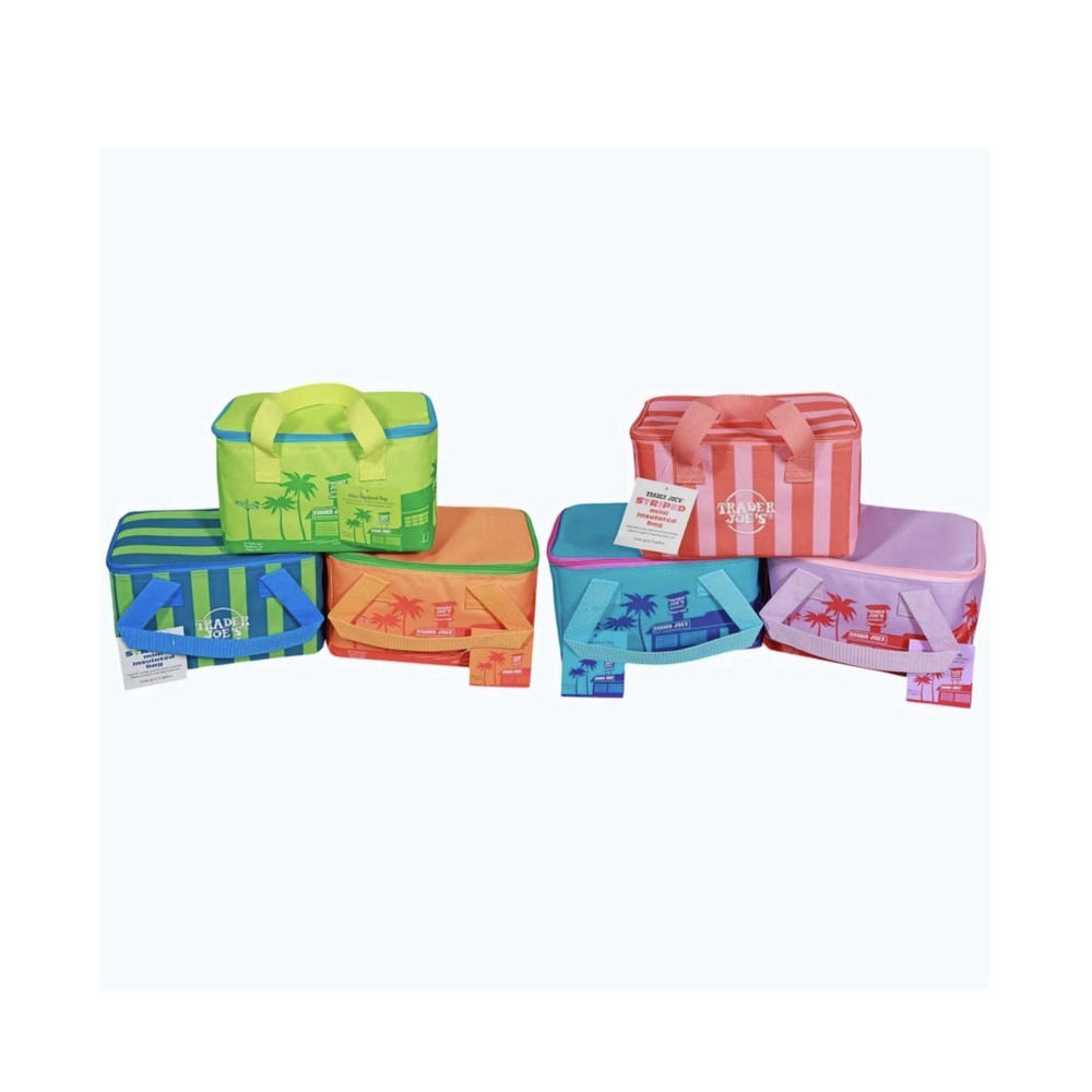 Trader Joe’s Reusable Insulated Zippered Stripe Bag Set Small 13x6x10