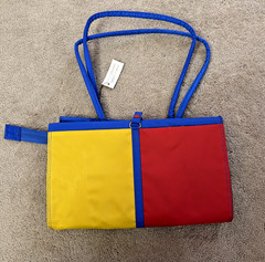 Travelwell Cookie Sac Rolling Tote Bag Handles Zipper Red Yellow Blue Retro NWT