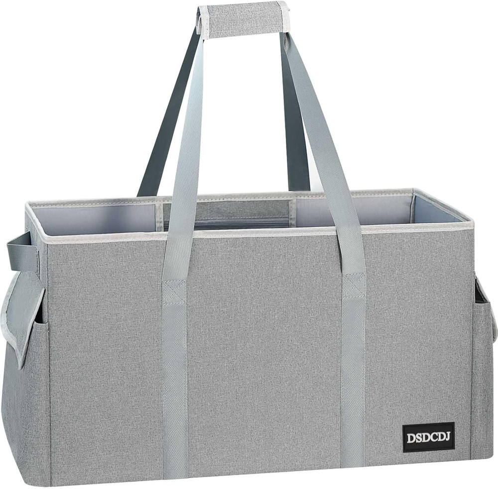 Standing Extra Large Utility Tote Bag with Hard Bottom & Hard Sides, Heavy Duty