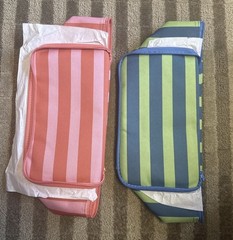 (2) Striped Trader Joe’s Mini Insulated Bag 2026, Blue/Green & Red/Pink