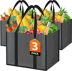 Reusable Grocery Bags with Handles – 3 Pack, 35L Large Shopping Bags for Groceri