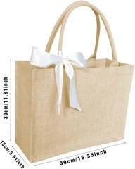 6pcs Burlap Tote Bag Set with Handles,15.35 * 5.91 * 11.81 Inches Jute Tote B…