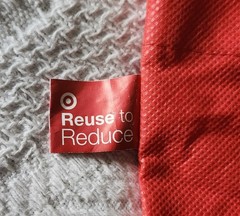 Target Bag Reusable Folding Compact Washable Fabric Red Trees 15″x15″- folded 8″