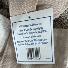 Trader Joe’s Striped Mini Canvas Tote Bag Beige/White 13x6x6 in
